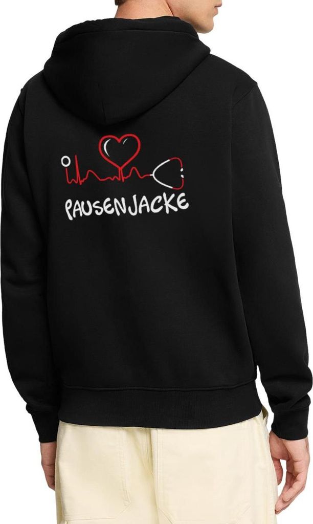 Spreadshirt Herzschlag Pausenjacke Krankenpfleger Krankenhaus Kapuzenjacke Herren, S, Schwarz