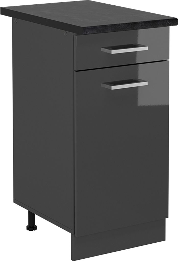 Vicco Küchenunterschrank R-Line, 40 cm , AP Anthrazit, Anthrazit Hochglanz/Anthrazit