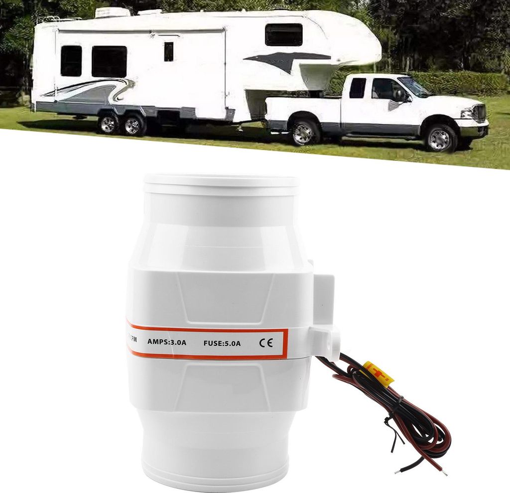 4-Zoll-In-Line-Bilge-DC-Luftgebläse, stumm, starker Motorlüftungsventilator für Yacht-Wohnmobile (24 V)