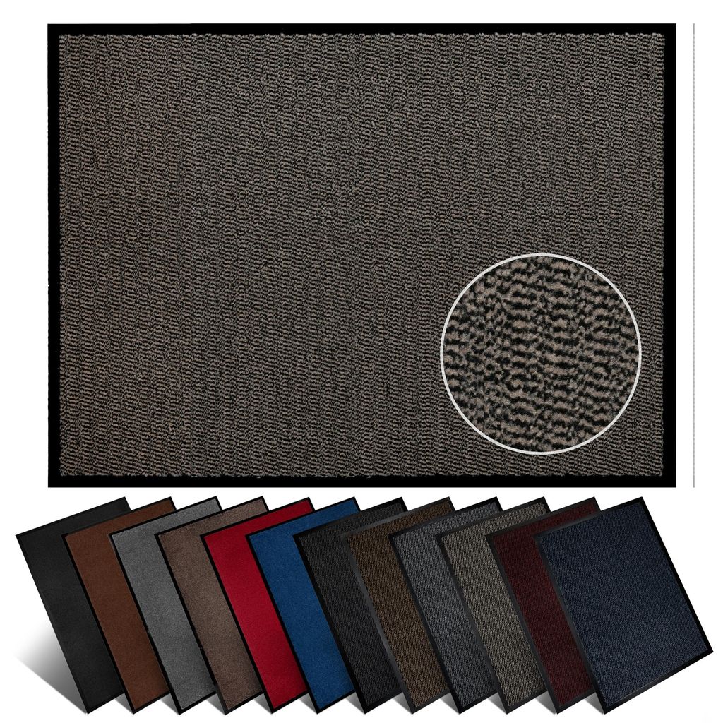 furni24 Premium Schmutzfangmatte 80x120 cm Beige-schwarz – DS- Rutschfest, Für Fußbodenheizung Geeignet, Schwere Qualität Innen & Außen