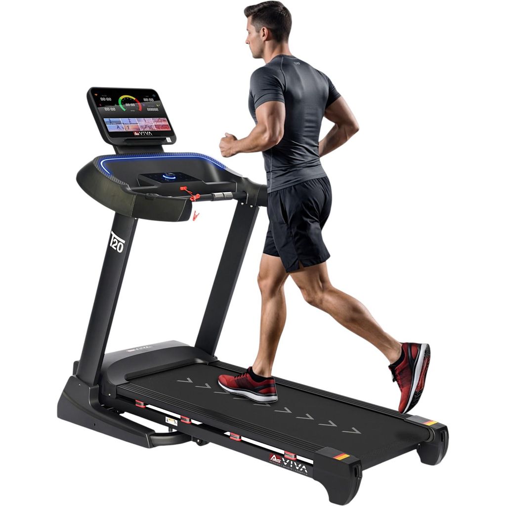 AsVIVA T20 Profi Laufband klappbar – 18 km/h, 20% Steigung, 150 kg, leises Dämpfungssystem für Zuhause