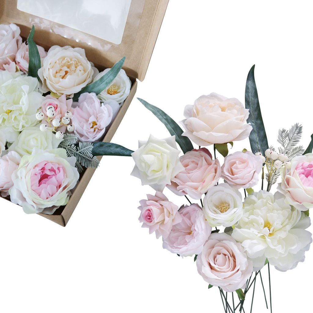 1 Set gefälschte Blume Realistische exquisite Valentinstags -Heimatkoration DIY Künstliche Seiden Rose Geschenkbox für Hochzeit