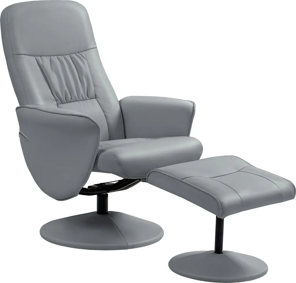 Fauteuil Relax Pivotant 360° Dossier Inclinable 120kg Revêtement Gris