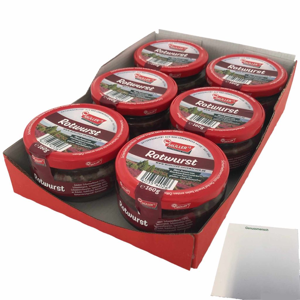 Müller's Rotwurst 6er Pack (6x160g Glas) + usy Block Produktbild 