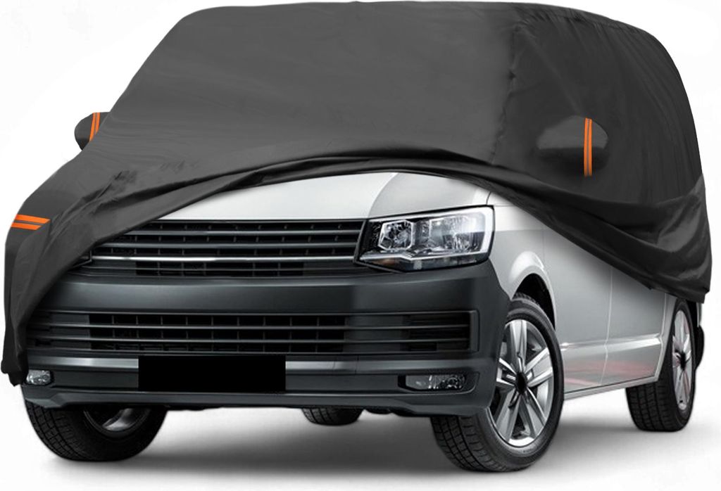 Autoabdeckung fš¹r VW Transporter T6 2015-2019 PEVA Spunlace Baumwolle Outdoor Voll Autoabdeckung Alle Wetter Wasserdicht Winddicht Schutz mit Pa...