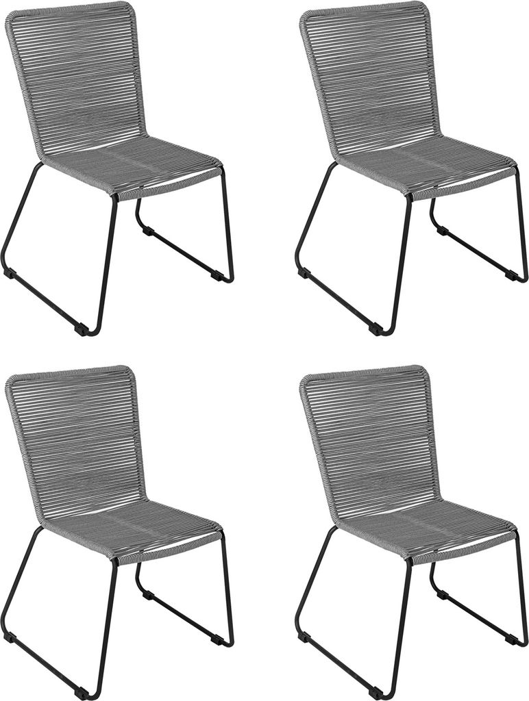 Esszimmerstuhl Rope Chair Polyester Grau Eisen-Gestell schwarz ISRA (4er Set)