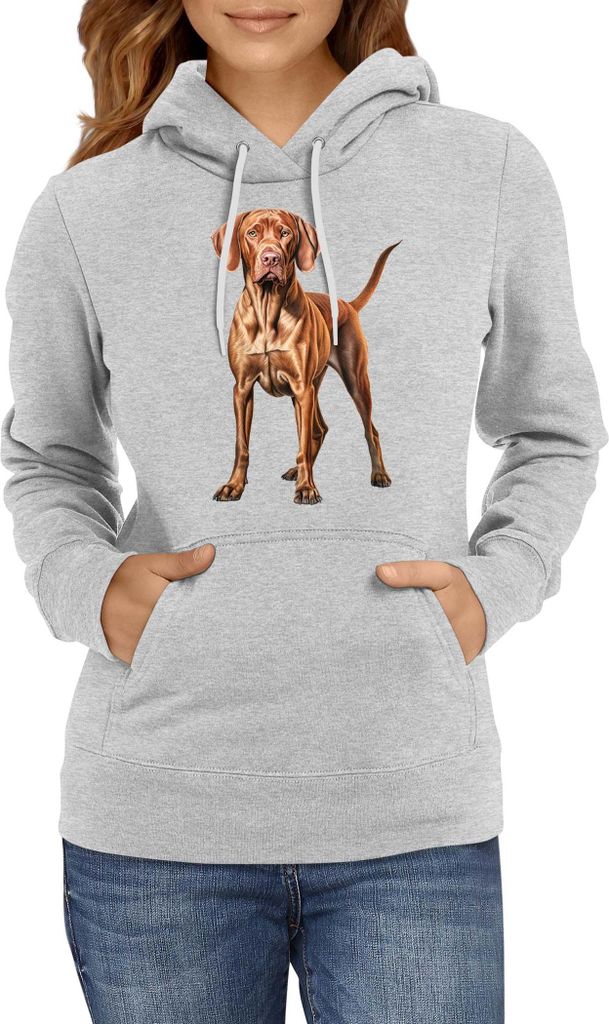 Damen Kapuzenpullover Dogs Breeds Vizsla Dog Breed 006, Lady XS / Grau