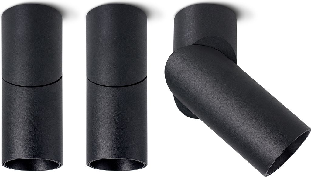 SSC-LUXon 3er Set TOBI-L Spotstrahler 2-in-1 für Wand & Decke Fassung für 1x GU10 - Spot Deckenstrahler schwarz drehbar schwenkbar