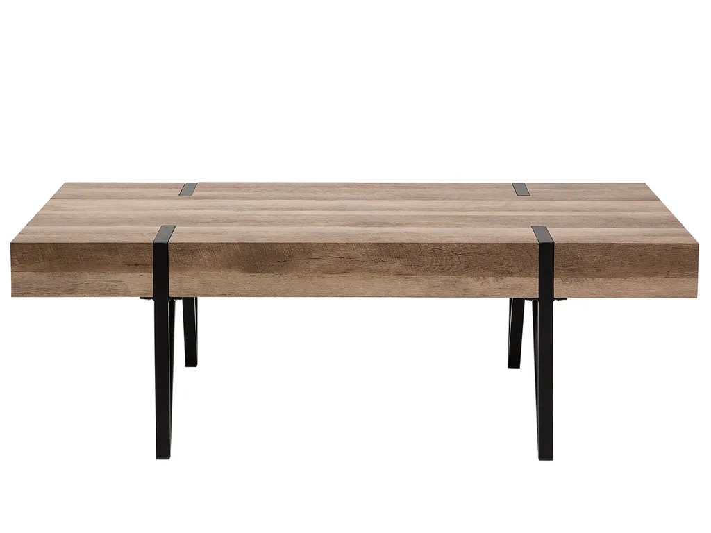 Table basse BELIANI en bois marron et métal noir MDF 60x110 cm rectangulaire - 5
