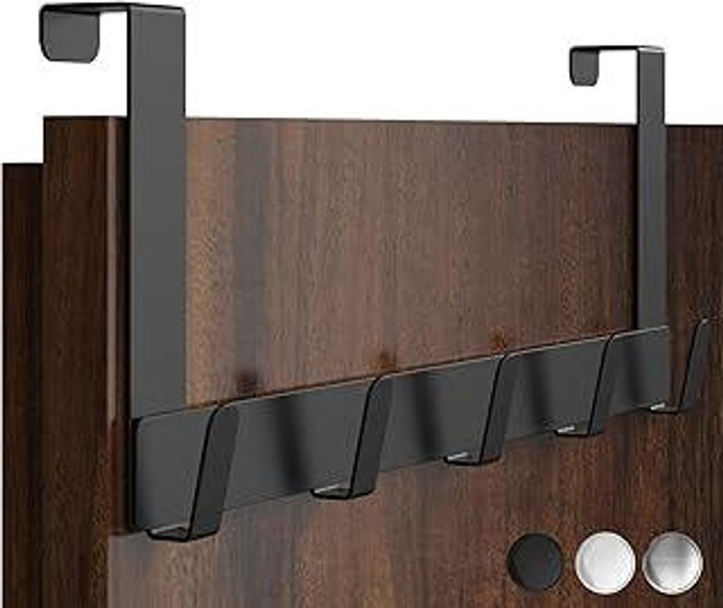 Menz Türgarderobe zum Einhängen aus Edelstahl, schwarz - Premium Türhaken zum Einhängen als Kleiderhaken Tür oder Handtuchhalter Tür, extrem ...
