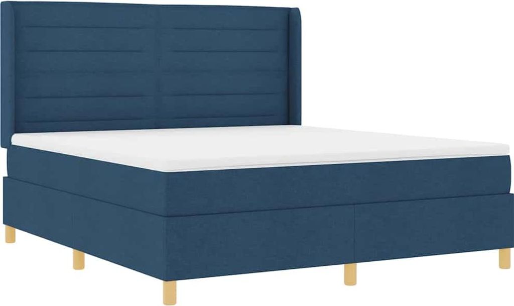 vidaXL Boxspringbett mit LED-Lichtleisten Blau 180 x 200 cm Stoff