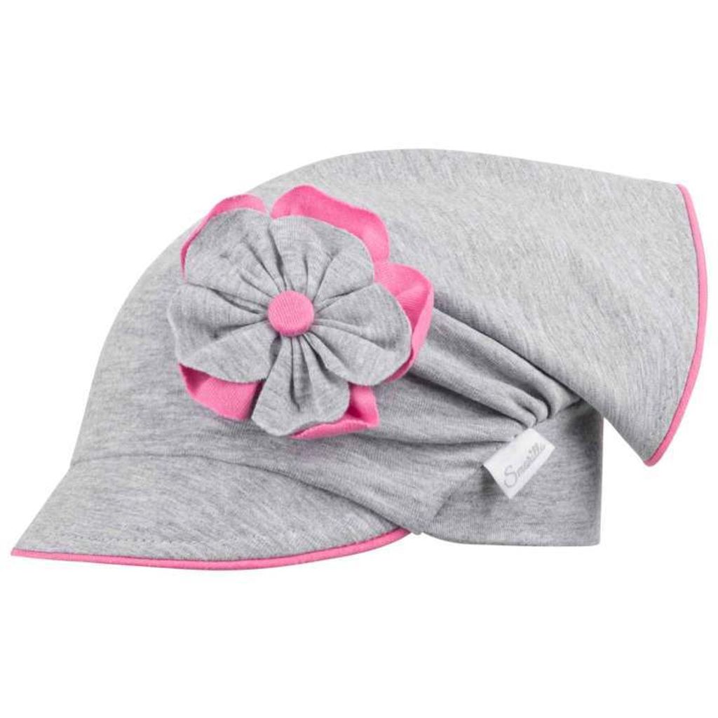 Mädchen Mütze Schirmmütze Kopftuch Sommer Baumwolle, Grau-Pink, Gr. 42/44