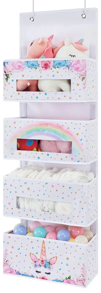 Organiseur de placard pliable 4 niveaux licorne pour chambre d'enfant
