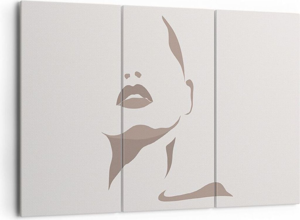 Bild auf Leinwand - Leinwandbild - 3 Teile - Boho Frau Mund - 165x110cm - Wand Bild - Wanddeko - Wandbilder - Leinwanddruck - Bilder - Wanddekorati...