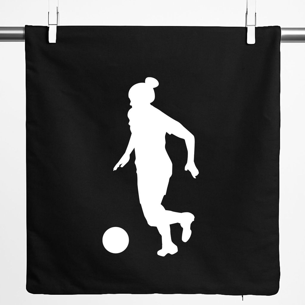 Huuraa Kissenbezug Soccer Fußball 40x40cm Black Baumwolle Dekokissenbezug Geschenkidee