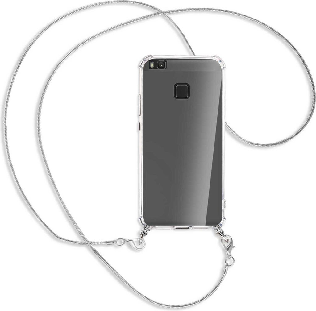 Handykette Backcover-Schutzhülle mit Band (Metall silberfarben) für Huawei P9 lite / G9 Lite - silberfarbene Kette Snake