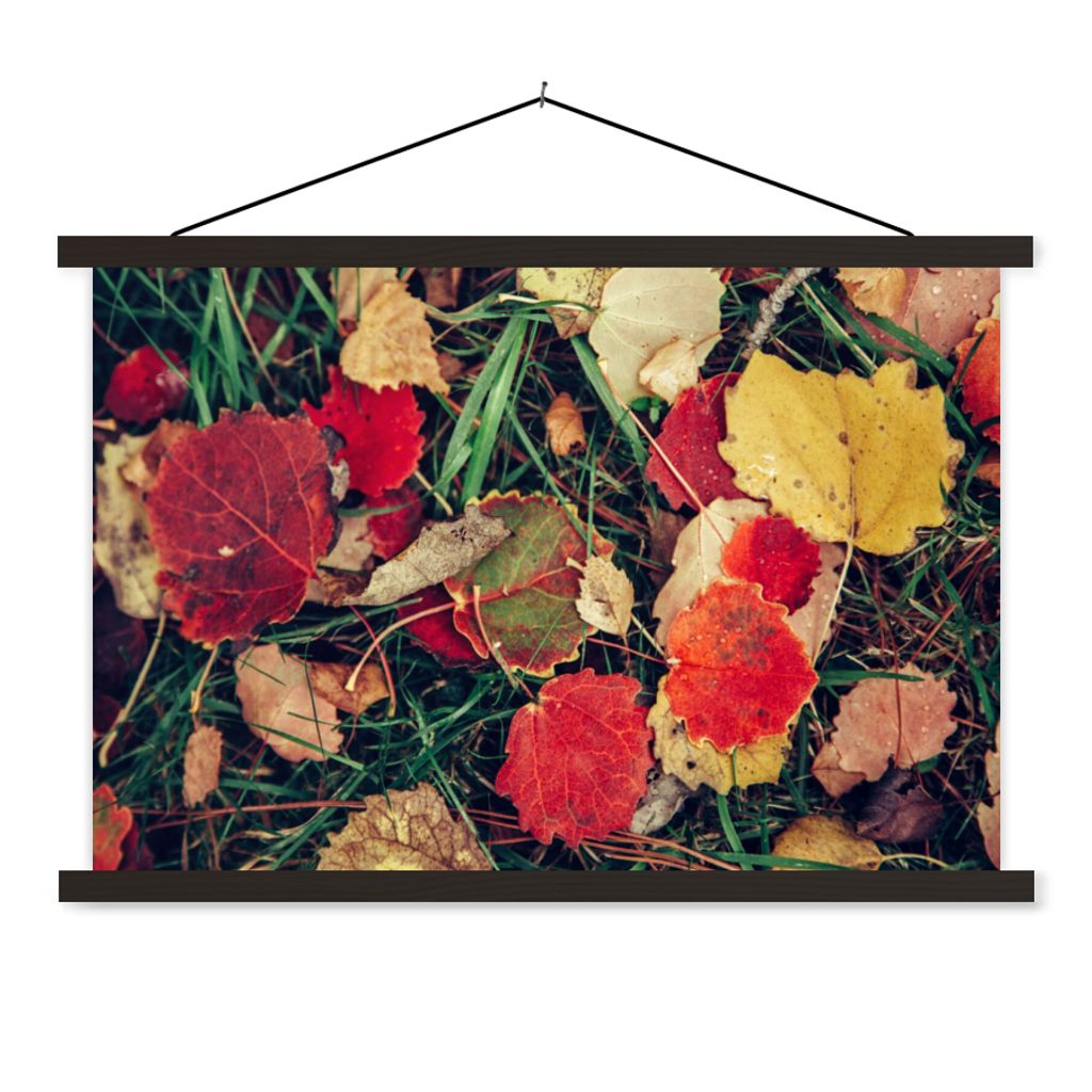 MuchoWow Textilposter Blätter - November - Herbst - Natur 150x100 cm mit schwarzem Rahmen - Schlafzimmer
