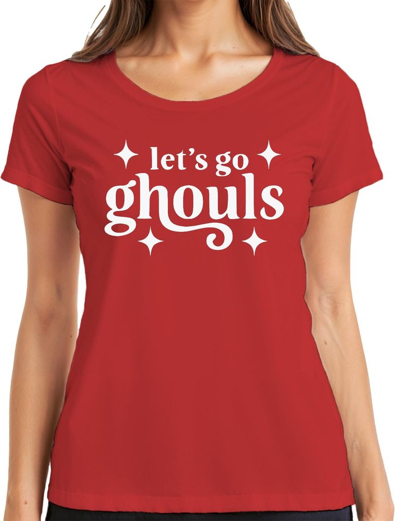 let's go ghouls Halloween Geister Grusel Party Kostüm Spuk Retro Damen T-Shirt, Rot, M