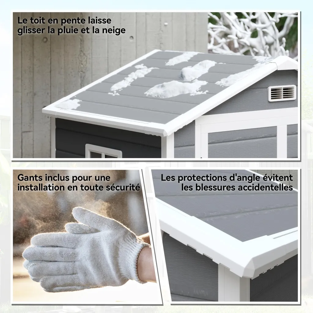Abri de Jardin avec Fenêtre et Grille d'Aération en Résine Grise 2,1m² - 5