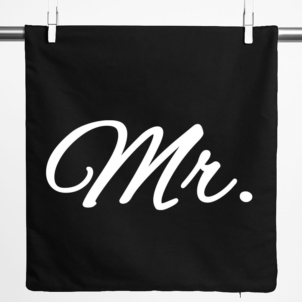 Huuraa Kissenbezug Mr. Schriftzug 40x40cm Black Baumwolle Dekokissenbezug Geschenkidee