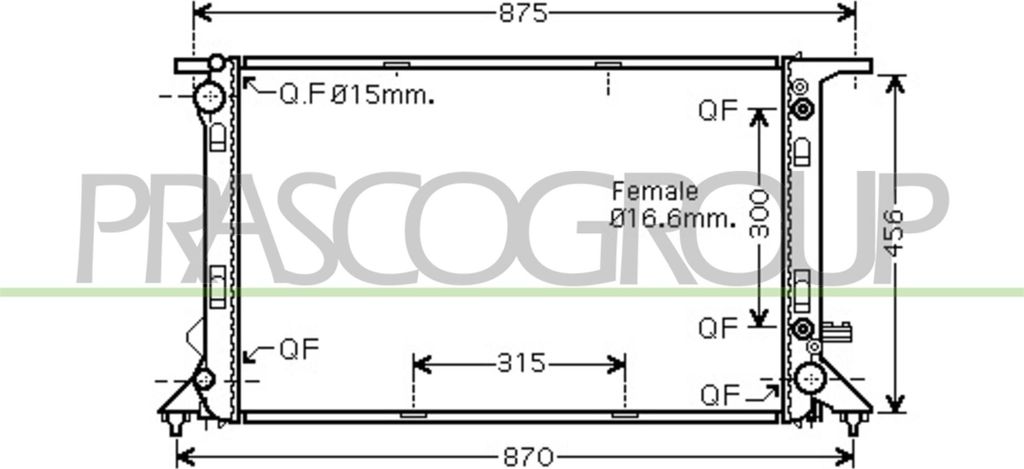 PRASCO AD820R005 Kühler Wasserkühler Motorkühler für AUDI Q5 (8RB)