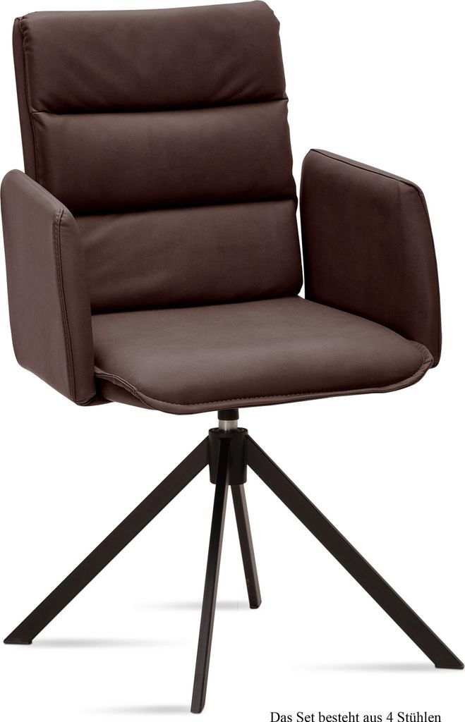 Armlehnstuhl drehbar (4er-Set) Delila 52x92x60 Schwarz/Braun