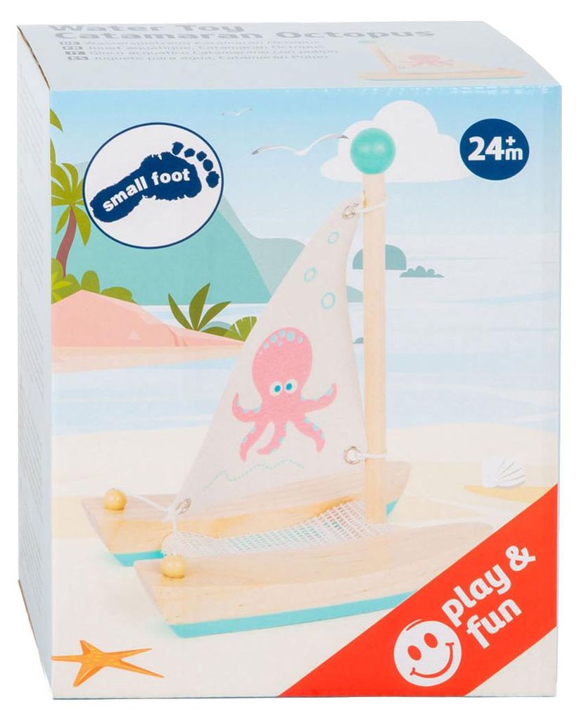 small Foot Wasserspielzeug Katamaran Oktopus aus Holz, Produktbild 