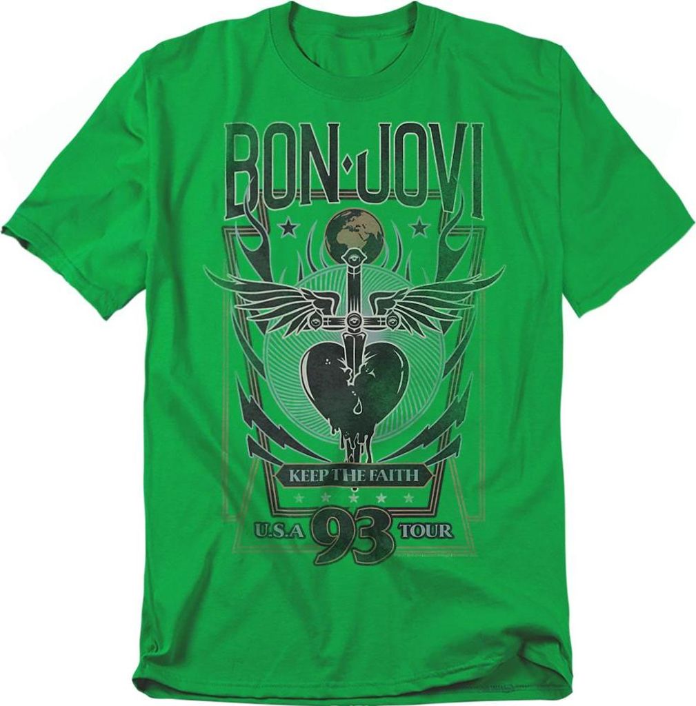 Bon Jovi - "Keep The Faith" T-Shirt für Herren/Damen Uni TV20687 (XL) (Irisches Grün)