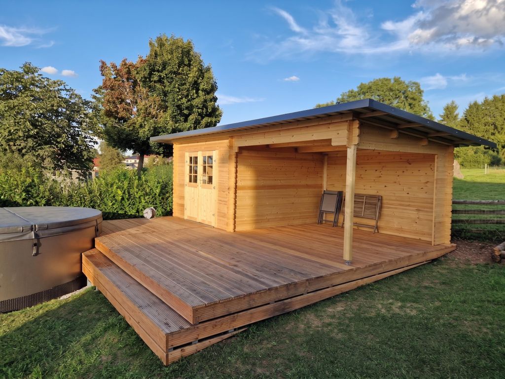 Gartenhaus Blockbohlenhaus CA2977 28 mm naturbelassen mit 3 Produktbild 