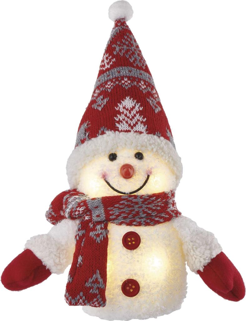 LED leuchtender Weihnachts-Schneemann, 25 cm, 3x AAA, Innen, warmweiss