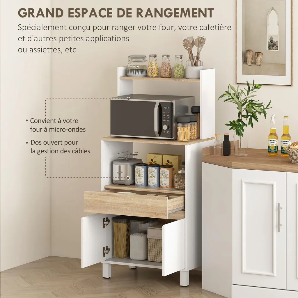 Aménagez votre cuisine avec ce meuble micro-ondes gain de place 60 cm - 3