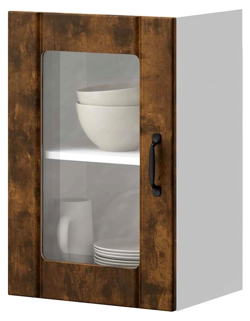 Küchenhängeschrank mit Glastür, Lucca Räuchereiche