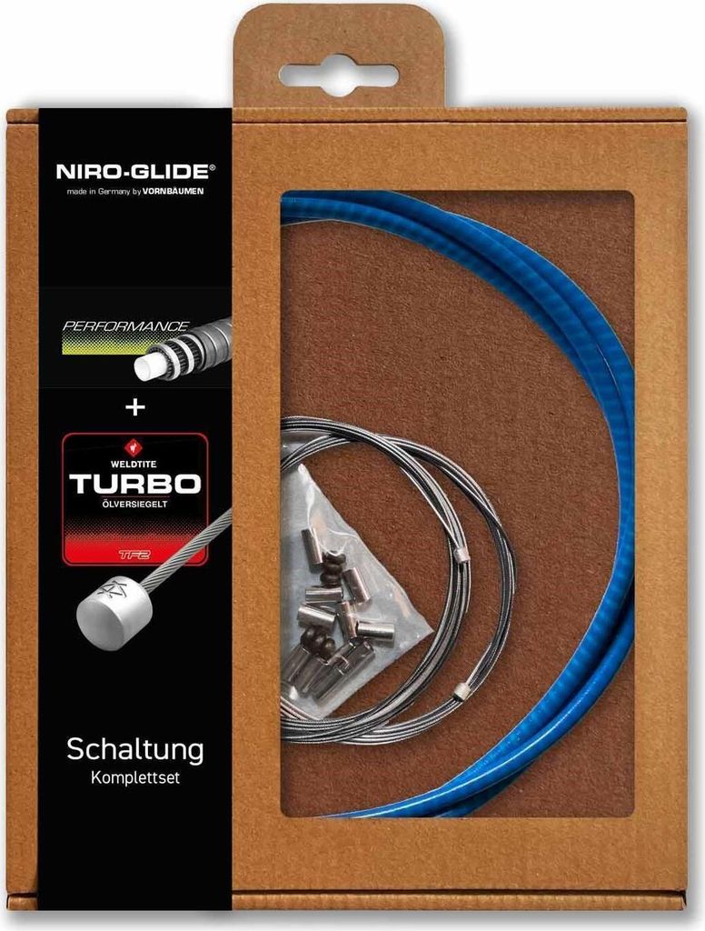 NIRO-GLIDE Schaltzug Set Blau TURBO PERFORMANCE Hülle + Züge + Endkappen