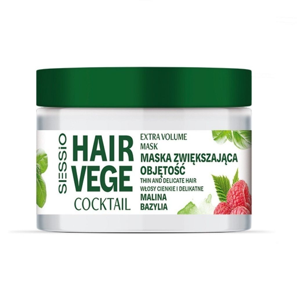 Sessio Hair Vege Cocktail Maska zwiększająca objętość włosów Malina i Bazylia, 250g