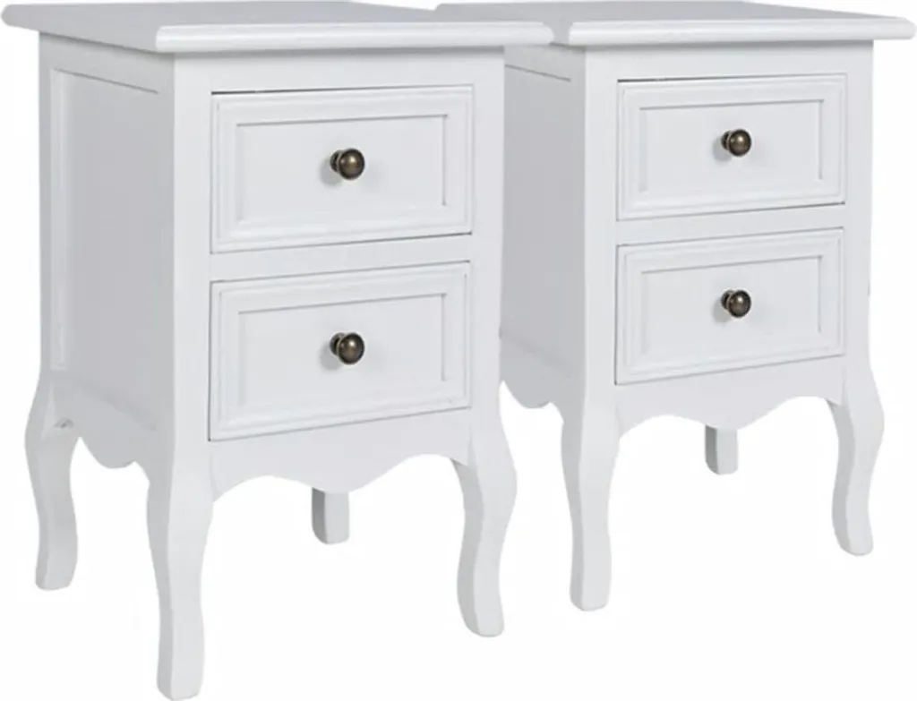 Tables de chevet blanches lot de 2 avec rangements tiroirs coulissants