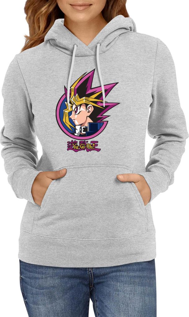 Damen Kapuzenpullover Japan Manga Anime Comics Yu Gi 016, Lady 2XL / Grau