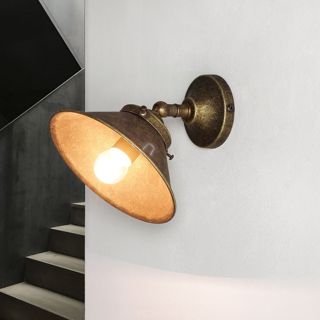 Kunstvolle Deckenlampe in Messing Antik mit Glas Schirm Ø38cm Wohnzimmer Leuchte