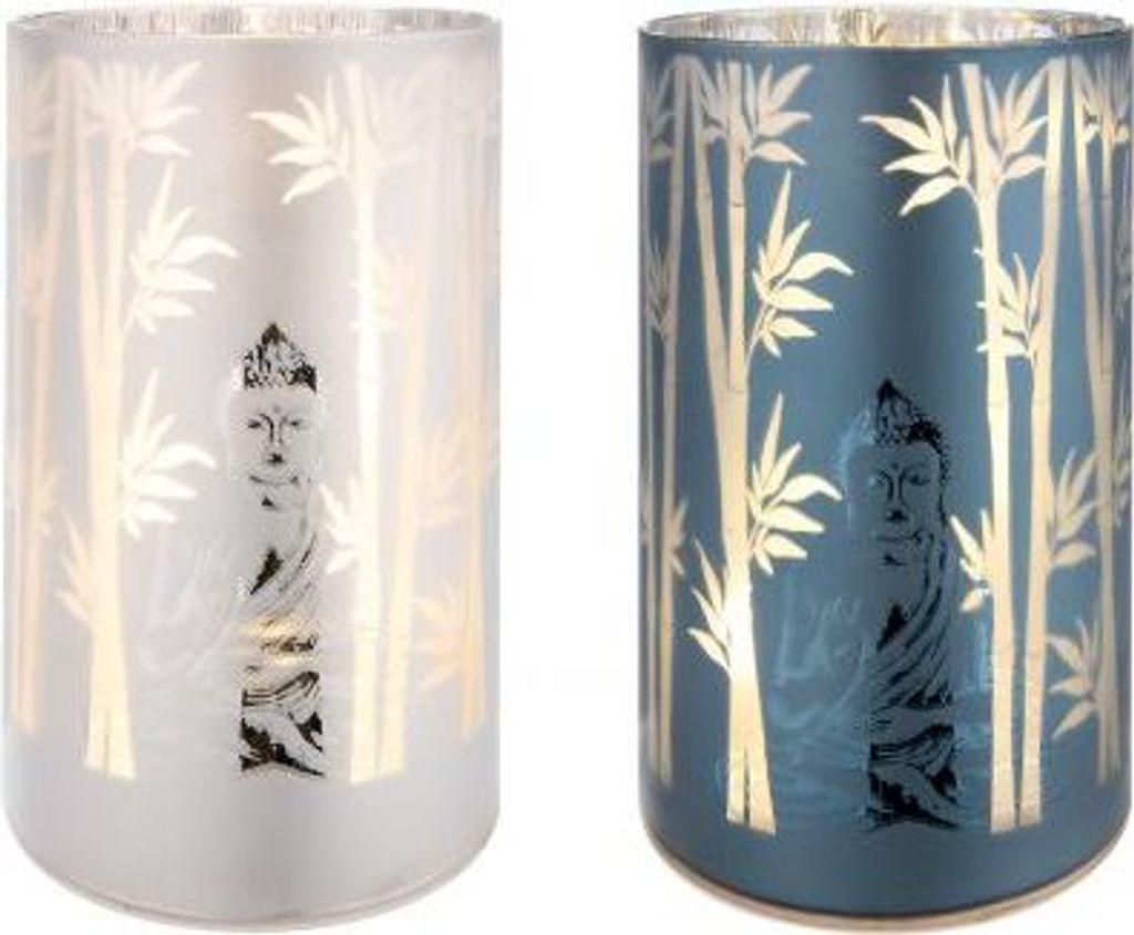 GILDE Glas LED-Leuchter "Buddha" 40386