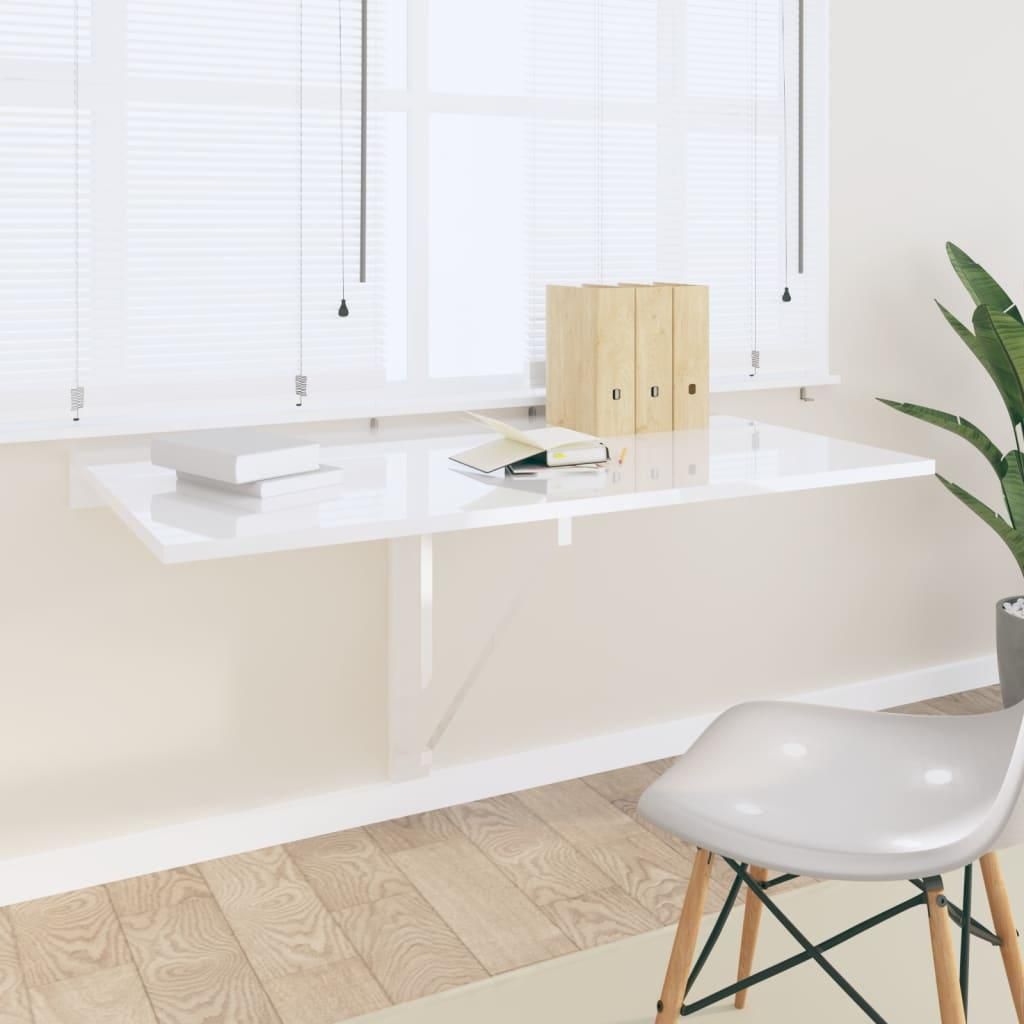vidaXL Wand-Klapptisch Hochglanz-Weiß 100x60x56 cm Produktbild 