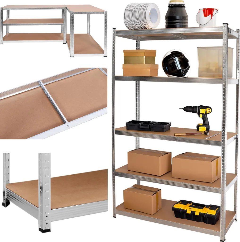 Rayon de stockage en acier galvanisé 5 niveaux 205x120x45 cm 200kg