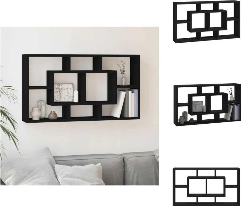 vidaXL Scaffale a muro con 8 scomparti nero - Scaffali a muro