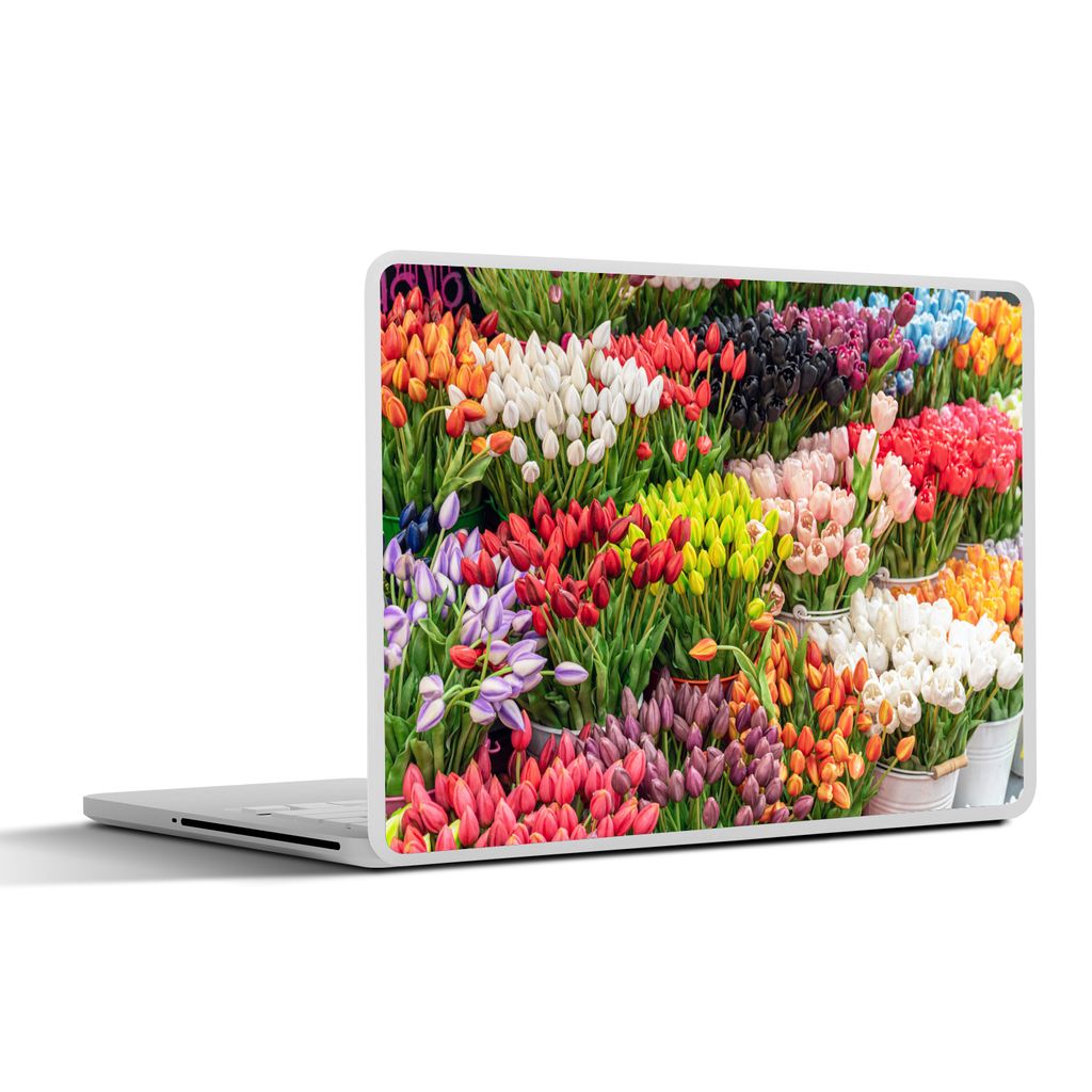 MuchoWow Laptop Aufkleber Sticker Cover Blumen - Tulpen - Farben 36.5x27.5 cm - Laptop-Sticker