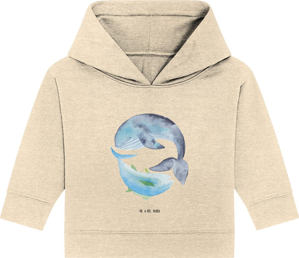 Mr. & Mrs. Panda Organic Baby Hoodie Walfisch Thunfisch 12. - 18. Monat - Natural Raw - Geschenk, Lustige Sprüche, Kapuzenshirt, Spruch Des Tages,...