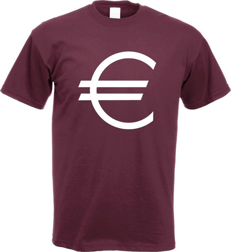 Kiwistar - T-Shirt - Burgund - Eurozeichen - Eur Euro Symbol Motiv Bedruckt Funshirt Design Print - mit Motiv Bedruckt - Funshirt Design - Sport - ...