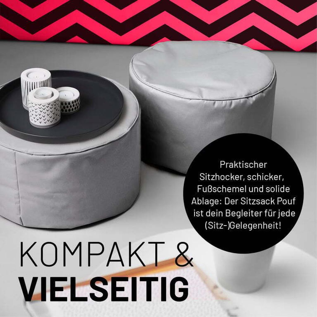 LUMALAND Sitzsack Pouf (50 L) - In- & outdoor - Grau Produktbild 7