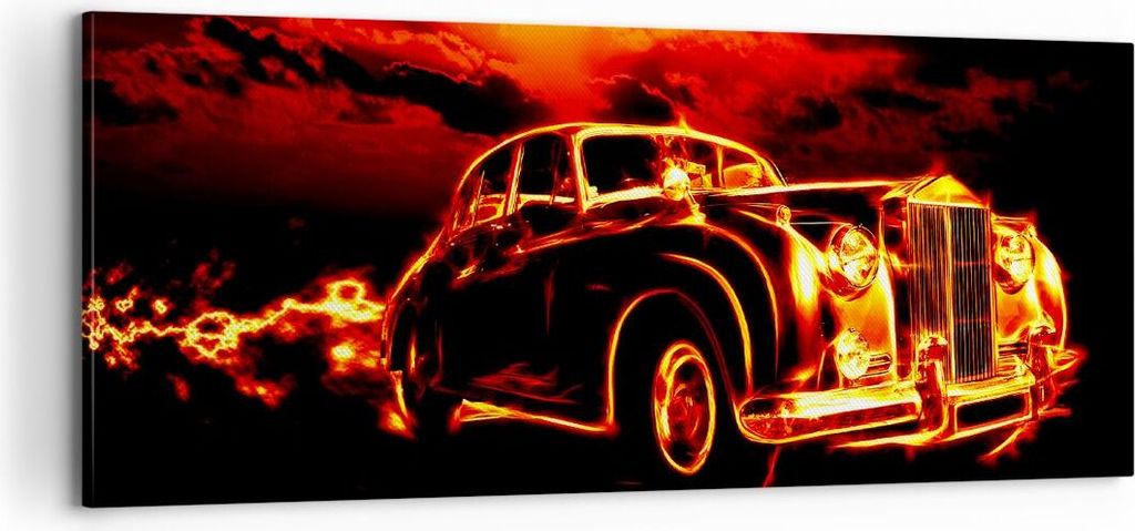 Bild auf Leinwand - Leinwandbild - Vögel Brücke Gebäude Auto - 100x40cm - Wand Bild - Wanddeko - Leinwanddruck - Bilder - Kunstdruck - Wanddekor...