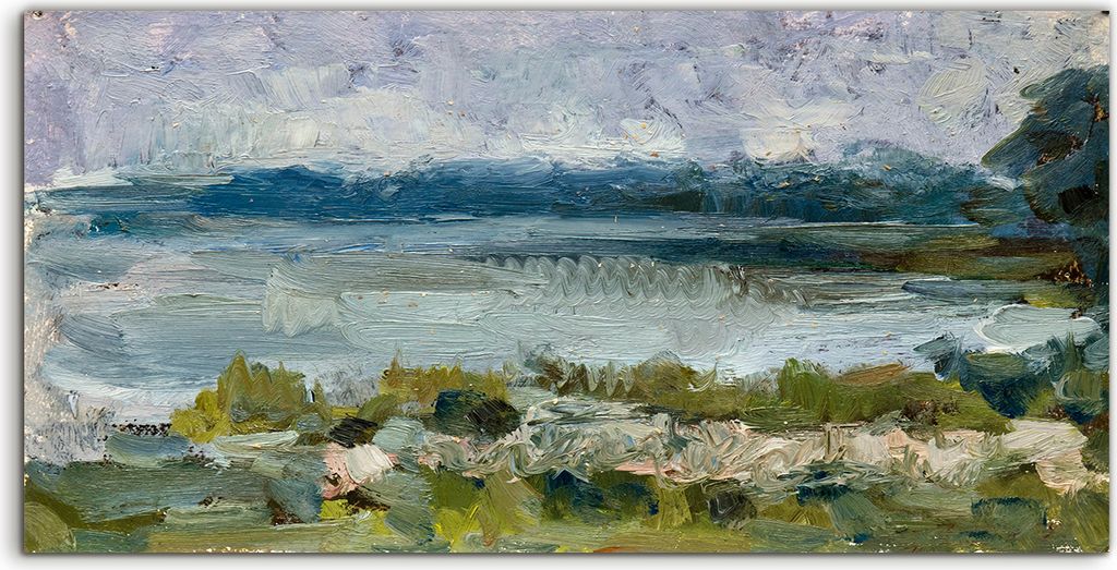 Coloray Canvas 140x70 Wandbild Leinwand Bilder Foto Bild Malerei Gras Wasser Berg