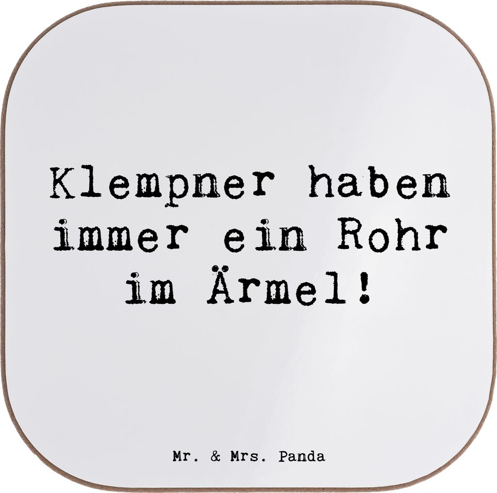 Mr. & Mrs. Panda Tassenuntersetzer Spruch Klempner Helden - Weiß - Geschenk, Beruf, Tischuntersetzer, Getränkeuntersetzer, Installateur, Unterset...