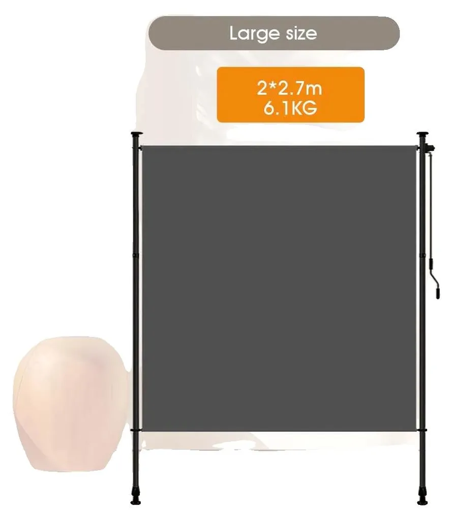 Store vertical gris 2x2,7m brise-vue balcon manuel réglable anti-UV