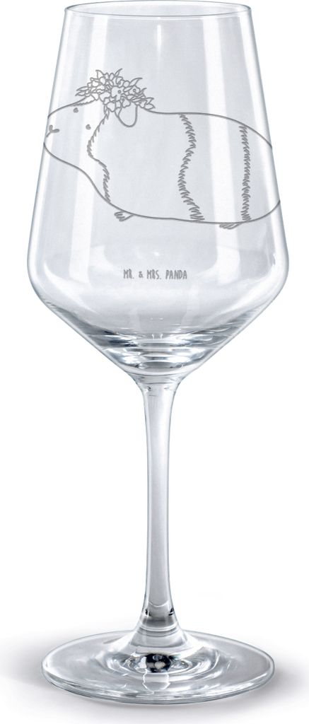 Mr. & Mrs. Panda Weinglas Meerschweinchen Weisheit - Transparent - Geschenk, Wunderland, graviert, glas für rotwein, Spruch, Rotweinglas mit Gravu...